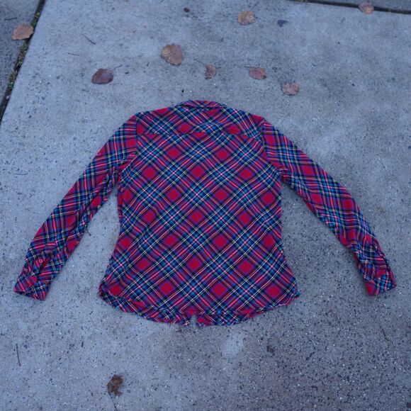 Kim Rogers Red Plaid Flannel Button Down Shirt Long Sleeve Cotton Size M - Picture 3 of 12